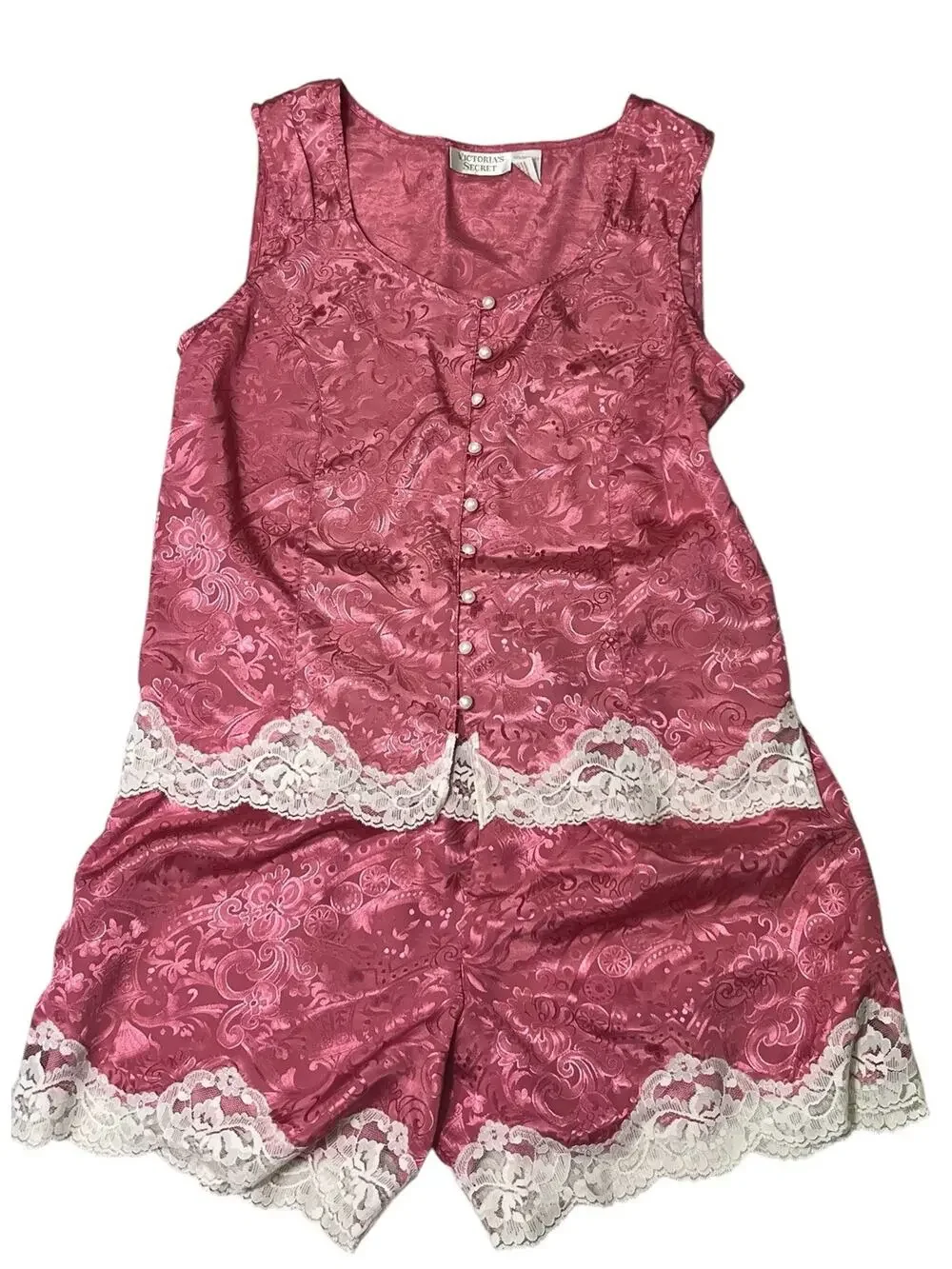 Vtg Victoria’s Secret Cami Tank Top Shorts Set Small Gold Label Pink Festival - Picture 1 of 12